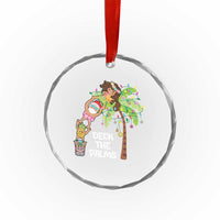 Xmas In Hawaii Crystal Glass Ornament Deck The Palms Santa Hula Girl Tiki TS11