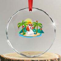 Xmas In Hawaii Crystal Glass Ornament Hawaiian Snowman Xmas Palm Tree At The Beach TS09