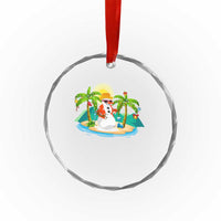 Xmas In Hawaii Crystal Glass Ornament Hawaiian Snowman Xmas Palm Tree At The Beach TS09