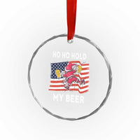Xmas In Hawaii Crystal Glass Ornament Ho Ho Hold My Beer Drunk Santa USA Flag TS09