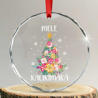 Xmas In Hawaii Crystal Glass Ornament Mele Kalikimaka Hawaiian Christmas Tree Tropical Flower TS09
