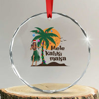 Xmas In Hawaii Crystal Glass Ornament Mele Kalikimaka Retro Hula Girls Santa Hat TS11