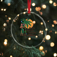 Xmas In Hawaii Crystal Glass Ornament Mele Kalikimaka Retro Hula Girls Santa Hat TS11
