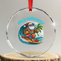 Xmas In Hawaii Crystal Glass Ornament Mele Kalikimaka Santa Surfing Hibiscus TS11
