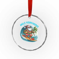 Xmas In Hawaii Crystal Glass Ornament Mele Kalikimaka Santa Surfing Hibiscus TS11