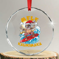 Xmas In Hawaii Crystal Glass Ornament Mele Kalikimaka Surfing Santa Kakau Tattoo TS11