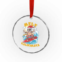 Xmas In Hawaii Crystal Glass Ornament Mele Kalikimaka Surfing Santa Kakau Tattoo TS11