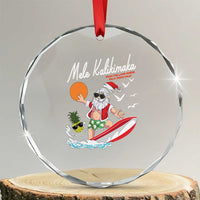 Xmas In Hawaii Crystal Glass Ornament Mele Kalikimaka Surfing Santa Vintage Hawaiian Christmas TS09