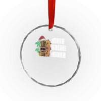 Xmas In Hawaii Crystal Glass Ornament Mele Kalikimaka Tiki Hibiscus Flower Santa Hat TS11