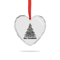 Xmas In Hawaii Heart Crystal Glass Ornament Mele Kalikimaka Christmas Tree Kakau Tattoo - Wonder Print Shop