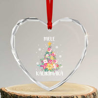 Xmas In Hawaii Heart Crystal Glass Ornament Mele Kalikimaka Hawaiian Christmas Tree Tropical Flower - Wonder Print Shop