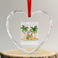 Xmas In Hawaii Heart Crystal Glass Ornament Mele Kalikimaka Santa Hawaiian Christmas Hula Dance - Wonder Print Shop