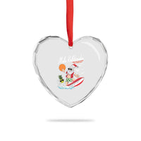 Xmas In Hawaii Heart Crystal Glass Ornament Mele Kalikimaka Surfing Santa Vintage Hawaiian Christmas - Wonder Print Shop