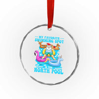 Xmas In July Relaxing Santa Crystal Glass Ornament My Favorite Swimming Spot Is The North Pole TS02