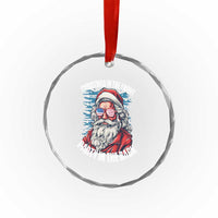 Xmas in the Front Party in the Back USA Patriotic Santa Crystal Glass Ornament TS09