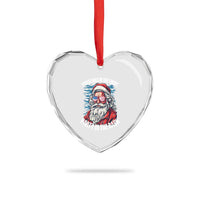 Xmas in the Front Party in the Back USA Patriotic Santa Heart Crystal Glass Ornament - Wonder Print Shop