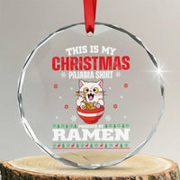 Xmas Kawaii Cat Ramen Crystal Glass Ornament Powered By Ramen Japanese Noodle Anime Manga TS09