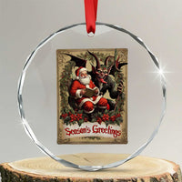 Xmas Krampus Crystal Glass Ornament Season Greeting Vintage Tarot Card TS09