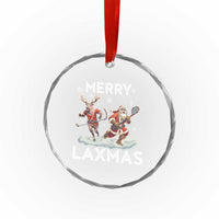 Xmas Lacrosse Crystal Glass Ornament Merry LAXMAS Santa Reindeer Lacrosse Player TS09