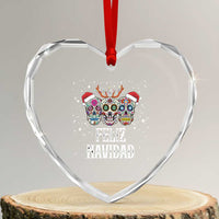 Xmas Mexico Feliz Navidad Heart Crystal Glass Ornament Mexican Sugar Skulls Reindeer Santa - Wonder Print Shop