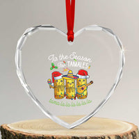 Xmas Mexico Heart Crystal Glass Ornament Tis The Season For Tamales - Wonder Print Shop