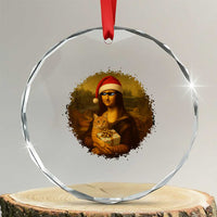 Xmas Mona Lisa Crystal Glass Ornament Funny Holiday Kitty Lover TS12