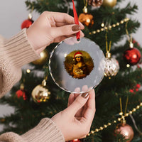 Xmas Mona Lisa Crystal Glass Ornament Funny Holiday Kitty Lover TS12