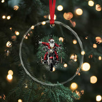 Xmas Motorcycle Crystal Glass Ornament Santa Biker Riding Motorcycle TS10