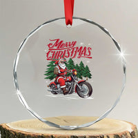 Xmas Motorcycle Santa Crystal Glass Ornament Funny Motorbike Rider Grandpa Merry Xmas TS10