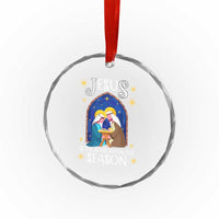 Xmas Nativity Crystal Glass Ornament Jesus Is The Reason For The Season TS09
