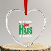 Xmas Santa Ho Ho Ho Heart Crystal Glass Ornament There's Some Hos In This House - Wonder Print Shop