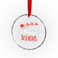 Xmas Santa Reindeer Our Team Sleigh Crystal Glass Ornament TS09
