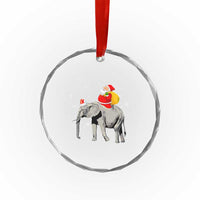 Xmas Santa Riding Elephant Crystal Glass Ornament Xmas Tree Light Funny Festive TS02