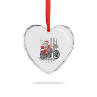 Xmas Santa Riding Motorbike Patriotic USA Heart Crystal Glass Ornament - Wonder Print Shop