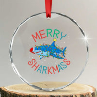 Xmas Shark Crystal Glass Ornament Funny Merry Sharkmas Xmas Gift TS12