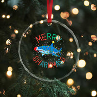 Xmas Shark Crystal Glass Ornament Funny Merry Sharkmas Xmas Gift TS12