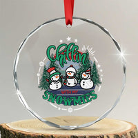 Xmas Snowman Crystal Glass Ornament Chillin With My Snowmies Cute Winter TS12