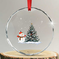 Xmas Snowman Crystal Glass Ornament Funny Snowmen With Christmas Tree TS12