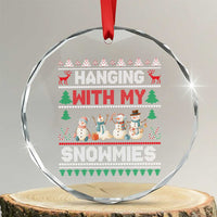 Xmas Snowman Crystal Glass Ornament Hanging With My Snowmies Merry Xmas TS12