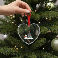 Xmas Snowman Heart Crystal Glass Ornament Funny Snowmen With Christmas Tree - Wonder Print Shop