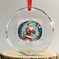 Xmas Sport Crystal Glass Ornament Baseball Player Santa Smashing Through The Snow TS09