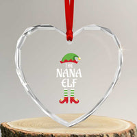 Xmas The Nana Elf Heart Crystal Glass Ornament Funny Grandma Xmas Family Matching - Wonder Print Shop