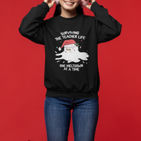 Christmas Sweatshirt Surviving The Teacher Life One Meltdown At A Time - Wonder Print Shop