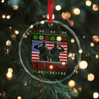 Xmas Veteran Crystal Glass Ornament Soldier America Flag Patriotic TS09