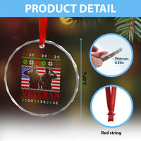Xmas Veteran Crystal Glass Ornament Soldier America Flag Patriotic TS09