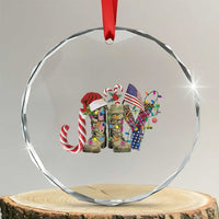 Xmas Veterans Crystal Glass Ornament Joy Candy Cane American Flag TS11