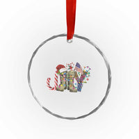 Xmas Veterans Crystal Glass Ornament Joy Candy Cane American Flag TS11