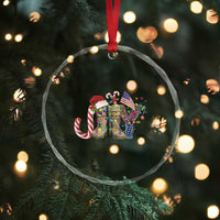 Xmas Veterans Crystal Glass Ornament Joy Candy Cane American Flag TS11