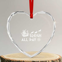 Xmas Viking Heart Crystal Glass Ornament Sleigh All Day Reindeers Longships - Wonder Print Shop