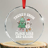 XmasTeacher Crystal Glass Ornament Theres Snow Place Like 2nd Grade Merry Xmas Retro Groovy TS02